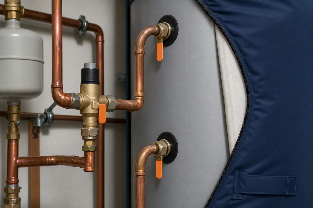 Beispiel: Anschlüsse eines Warmwasserspeichers